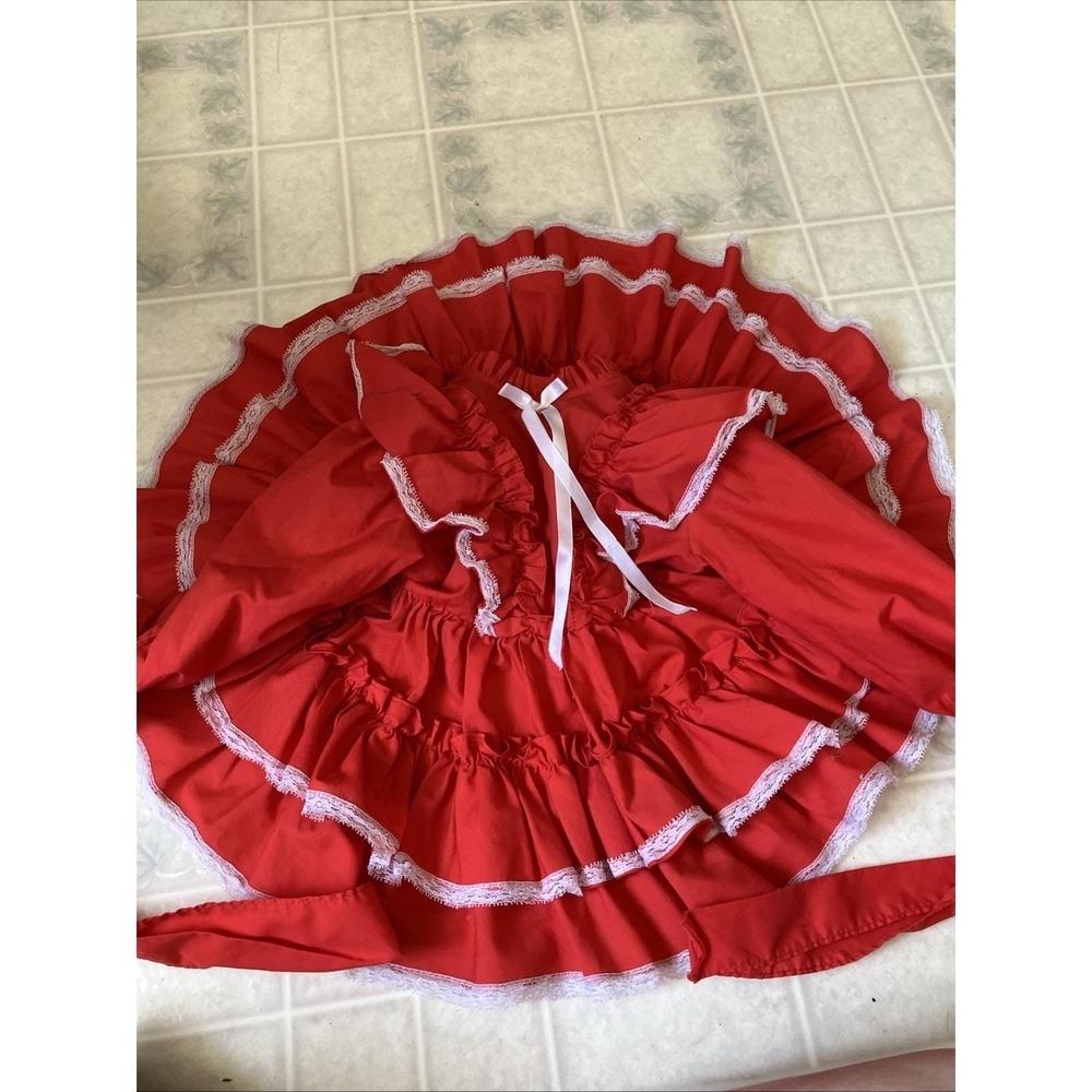 Vintage‎ Kandy Ann Red Frilly, Ruffle, Lace Little Girls Party Dress 3 Toddler